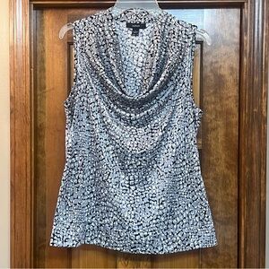 Alfani Black and White Patterned Sleeveless Blouse